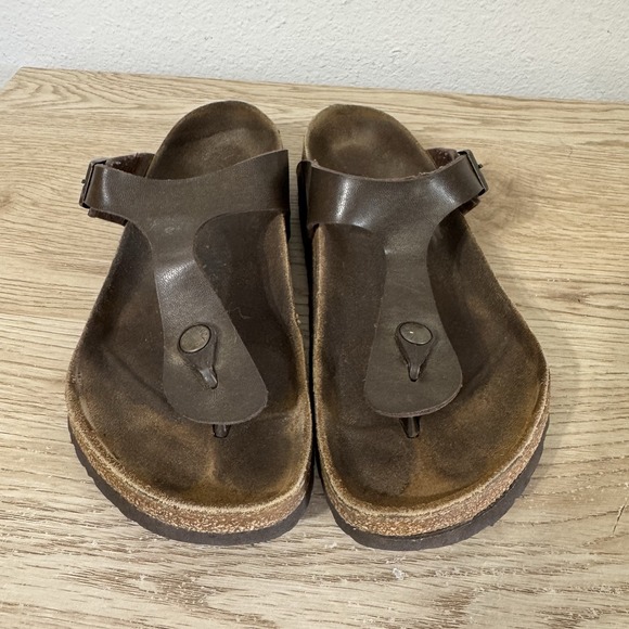 Birkenstock Shoes - Birkenstock Gizah Brown Leather Sandals Cork Sole Women 39 EU/8.5 US Boho Hippie